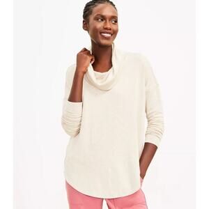 Lou & Grey Women's Signature Soft Cowl Neckline Pullover Top Sz M Beige Lounge